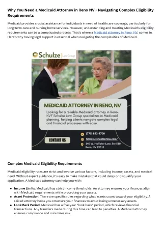 Why You Need a Medicaid Attorney in Reno NV - Navigating Complex Eligibility Requirements