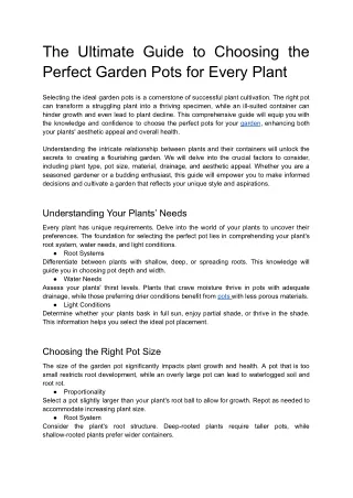 How to Choose the Perfect Garden Pots  Essential Tips & Guides