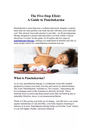 The Five-Step Elixir A Guide to Panchakarma