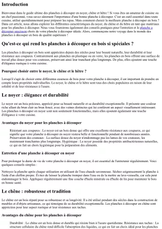 Le Guide Ultime des Planches à Découper en Noyer, Chêne et Hêtre