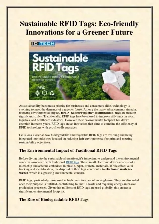 Sustainable RFID Tags Eco-friendly Innovations for a Greener Future