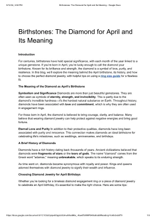 The Diamond for April