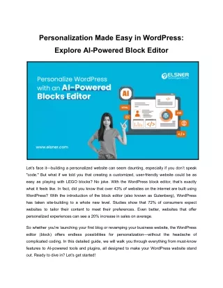 Personalization Made Easy in WordPress: Explore AI-Powered Block Editor