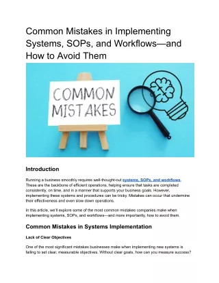 Common Mistakes in Implementing Systems, SOPs, and Workflows—and How to Avoid Them