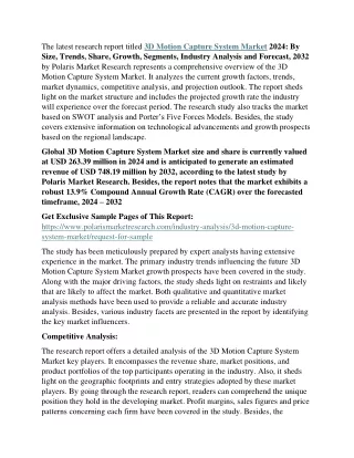 3D Motion Capture System Market 2024-2032
