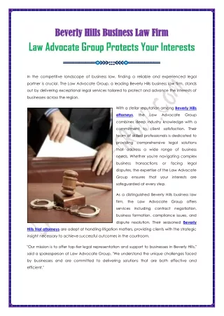 Law Advocate Group Protects Your Interests