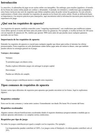 Cómo entender los requisitos de apuesta en los bonos de casino online