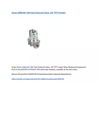 Groen Z085160 120V Gas Solenoid Valve, 3_8_ FPT PartsFe
