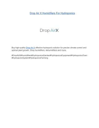 Drop Air X Humidifiers For Hydroponics