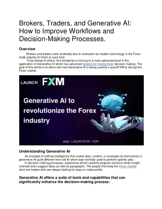 Brokers, Traders, and Generative AI - How to Improve Workflows and Decision-Making Processes