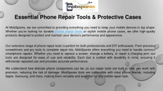 Essential Phone Repair Tools & Protective Cases