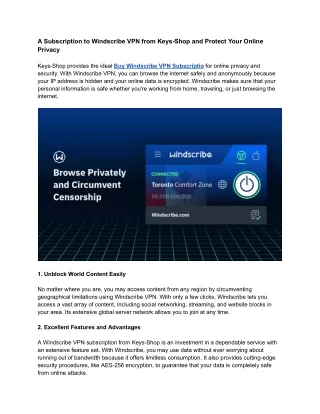 A Subscription to Windscribe VPN from Keys-Shop and Protect Your Online Privacy