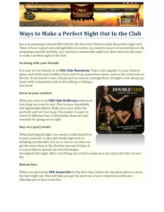 Ways to Make a Perfect Night Out In the Club