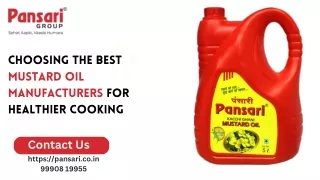 Choosing the Best Mustard Oil Manufacturers for Healthier Cooking