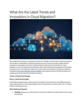 What Are the Latest Trends and Innovations in Cloud Migration