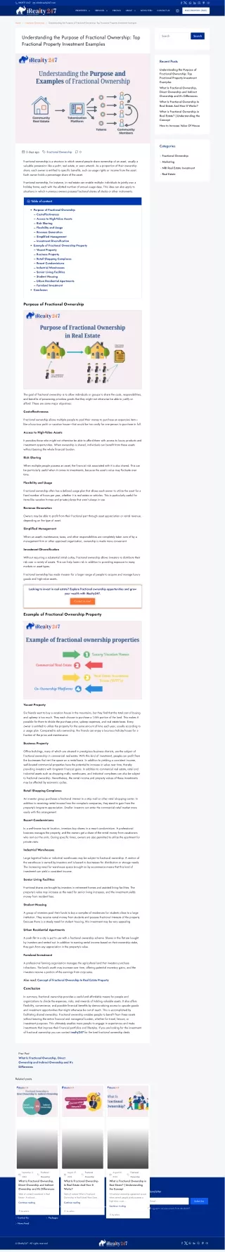 Purpose and Example of Fractional Ownership in Real Estate Industry