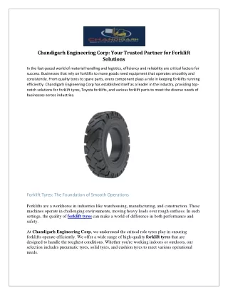 CES Lift: Premium Forklift Tyres for Optimal Performance and Safety