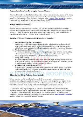 Arizona Solar Installers