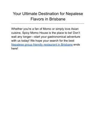 Your Ultimate Destination for Nepalese Flavors in Brisbane