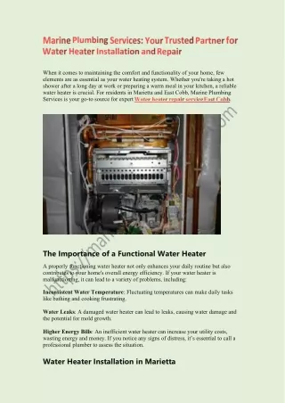 Marine Plumbing Services Your Trusted Partner for Water Heater Installation and Repair