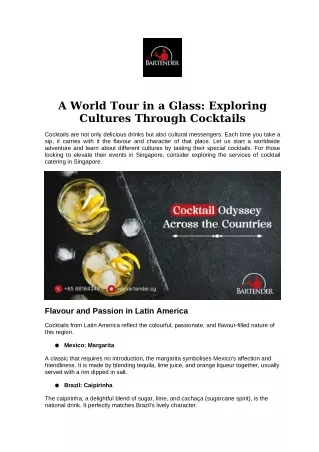 A World Tour in a Glass: Exploring Cultures Through Cocktails