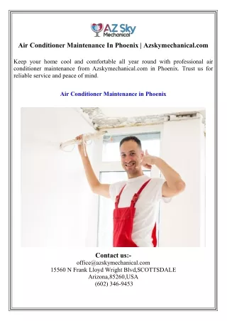 Air Conditioner Maintenance In Phoenix  Azskymechanical.com