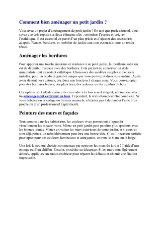 Conseils pour bien aménager un petit jardin