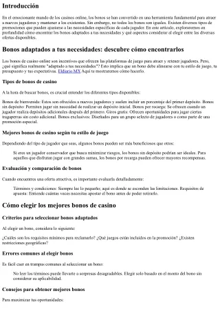 Bonos adaptados a tus necesidades: descubre cómo encontrarlos