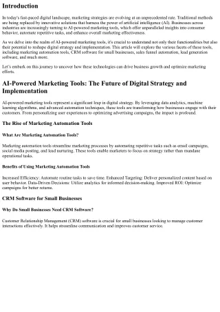 AI-Powered Marketing Tools: The Future of Digital Strategy and Implementation