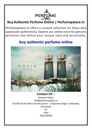 Buy Authentic Perfume Online  Perfumepalace.in