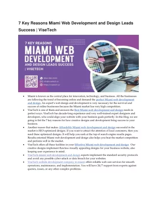 7 Key Reasons Miami Web Development and Design Leads Success