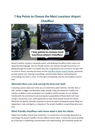 7 Key Points to Choose The Most Luxurious Airport Chauffeur