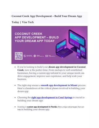 Coconut Creek App Development