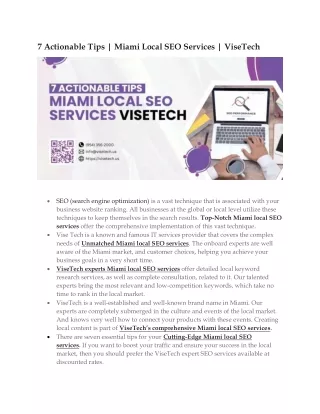 7 Actionable Tips Miami Local SEO Services ViseTech