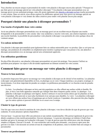 Faire Graver un Message Spécial sur Votre Planche à Découper