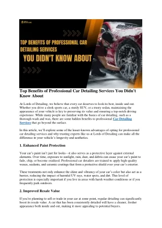 Top Benefits of Professional Car Detailing Services You Didn't Know About