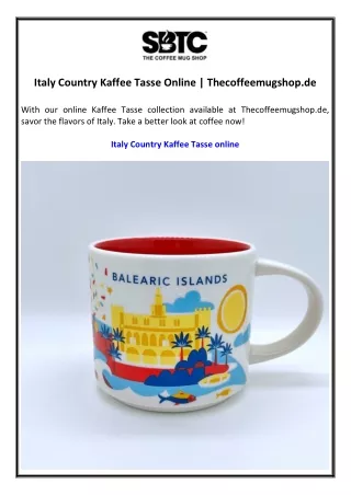 Italy Country Kaffee Tasse Online  Thecoffeemugshop.de