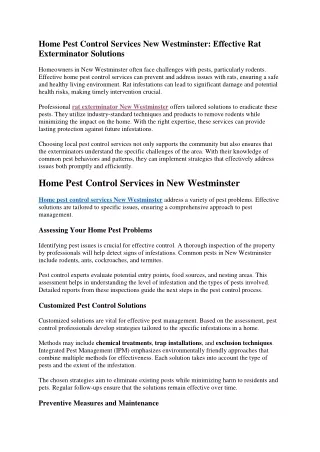 Home Pest Control Services New Westminster Effective Rat Exterminator Solutions