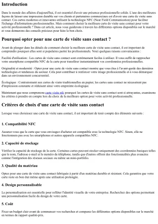 Comment choisir la meilleure carte de visite sans contact pour votre activité pr