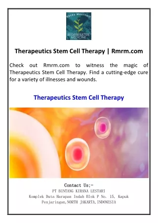 Therapeutics Stem Cell Therapy Rmrm.com