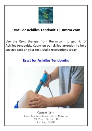 Eswt For Achilles Tendonitis  Rmrm.com