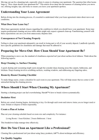 “Preparing for Move-Out: How Clean Should Your Apartment Be?”