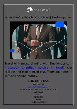 Protection Chauffeur Service In Brazil  Bluelionops.com