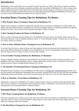 House Cleansing Tricks for Improving upon Indoor Air Good quality in Bethlehem,