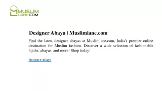 Designer Abaya Muslimlane.com