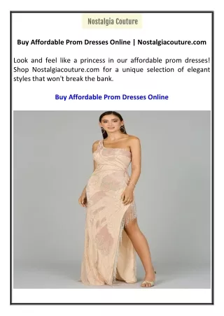 Buy Affordable Prom Dresses Online | Nostalgiacouture.com