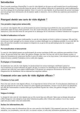 La carte de visite digitale : un outil indispensable pour les professionnels du