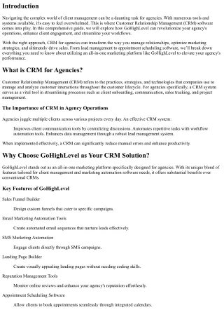 The Ultimate Guide to CRM for Agencies: Streamline Your Client Management with G