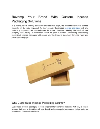 Revamp Your Brand With Custom Incense Packaging Solutions