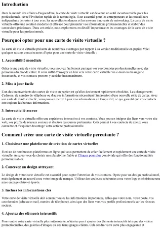 La carte de visite virtuelle : l'outil indispensable pour les professionnels